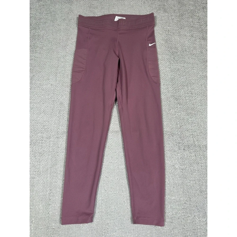 Nike Pro Leggings Womens Medium Mulberry Dri Fit Pockets 7/8 DN4691-533